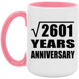 51st Anniversary Square Root of 2601 Years Anniversary - 15oz Accent Mug Pink