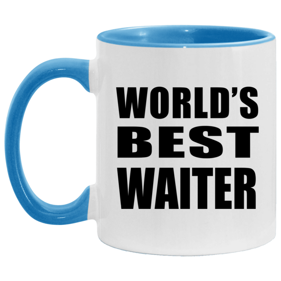 World's Best Waiter - 11oz Accent Mug Blue