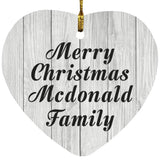 Merry Christmas Mcdonald Family - Heart Ornament F