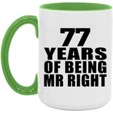 77th Anniversary 77 Years Of Being Mr Right - 15oz Accent Mug Green