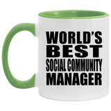 World's Best Social Community Manager - 11oz Accent Mug Green