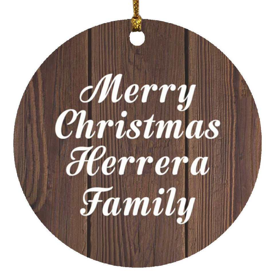 Merry Christmas Herrera Family - Circle Ornament D