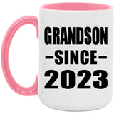 Grandson Since 2023 - 15oz Accent Mug Pink