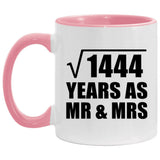 38th Anniversary Square Root of 1444 Years As Mr & Mrs - 11oz Accent Mug Pink