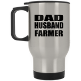 Dad Husband Farmer - Silver Travel Mug
