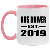 Bus Driver Established EST. 2019 - 11oz Accent Mug Pink