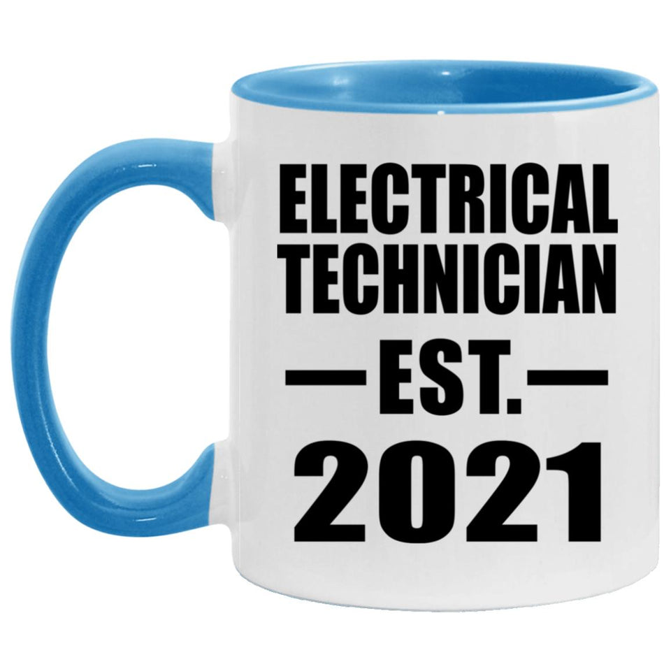 Electrical Technician Established EST. 2021 - 11oz Accent Mug Blue