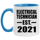 Electrical Technician Established EST. 2021 - 11oz Accent Mug Blue