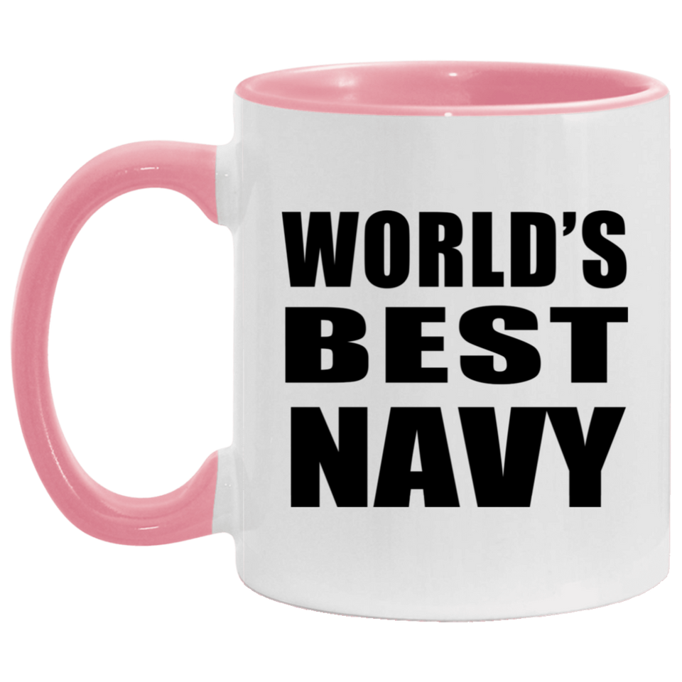World's Best Navy - 11oz Accent Mug Pink