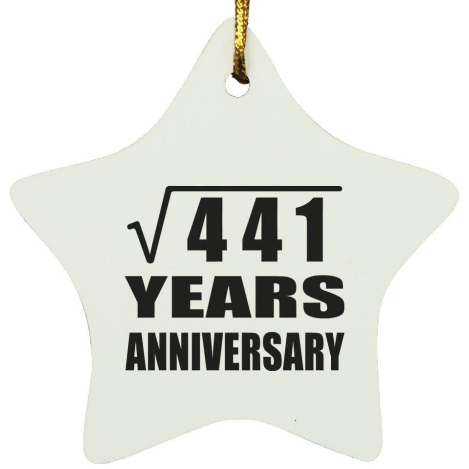 21st Anniversary Square Root of 441 Years Anniversary - Star Ornament