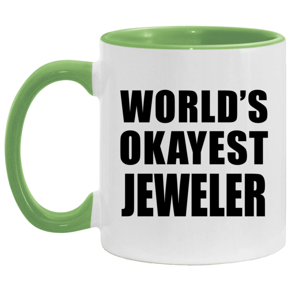 World's Okayest Jeweler - 11oz Accent Mug Green