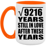 96th Anniversary Square Root of 9216 Years Still In Love - 15oz Accent Mug Orange