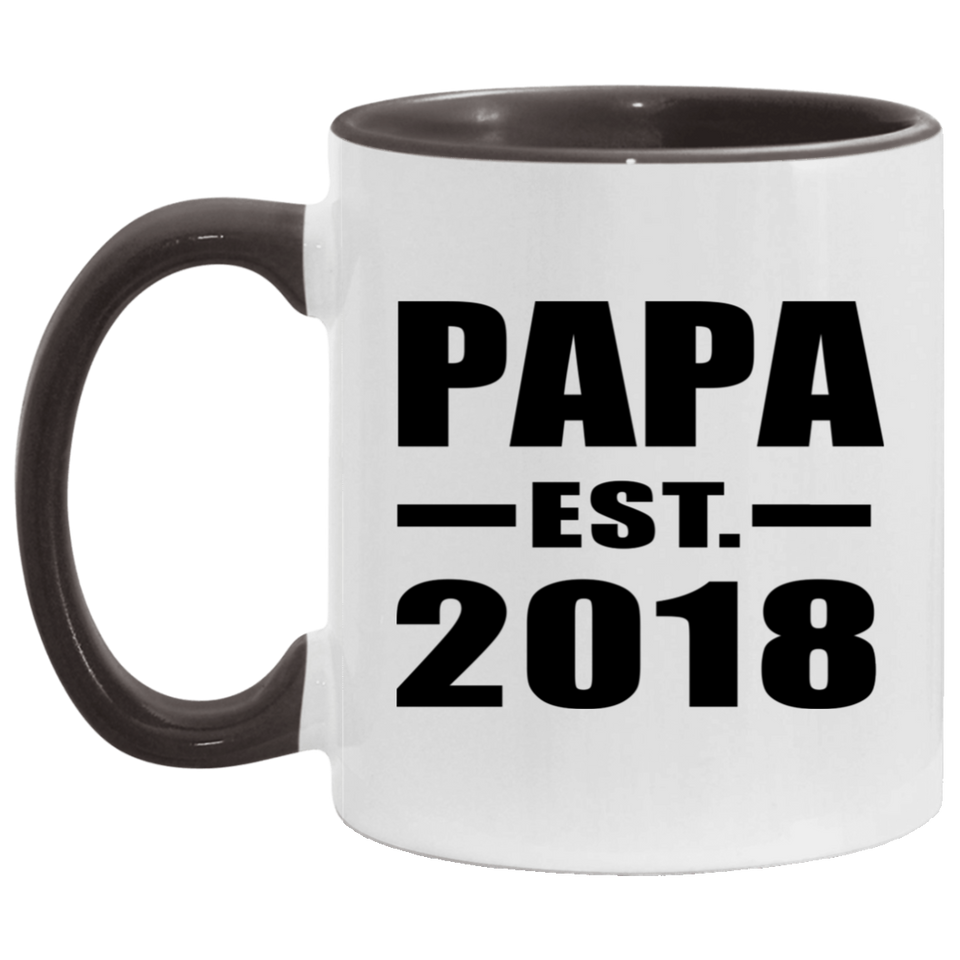 Papa Established EST. 2018 - 11oz Accent Mug Black