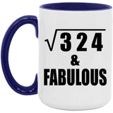 18th Birthday Square Root of 324 & Fabulous - 15oz Accent Mug Purple