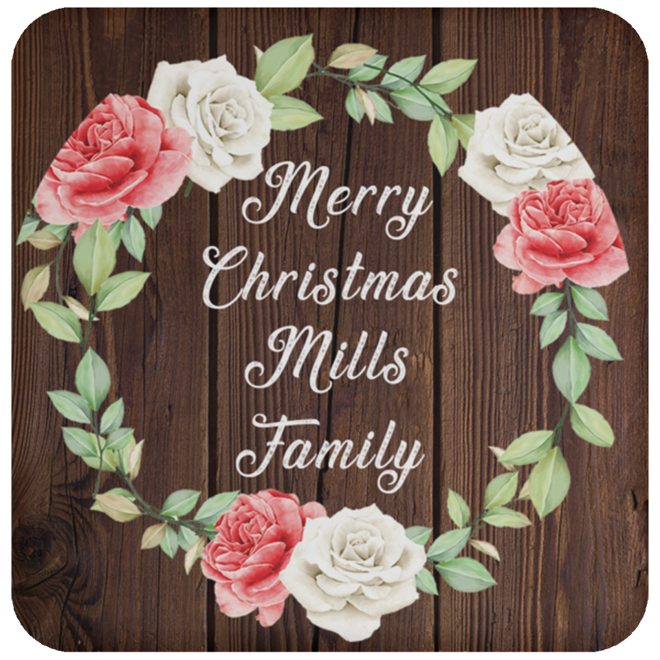 Merry Christmas Mills Family - Drink Coaster A