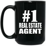 Number One #1 Real Estate Agent - 15 Oz Coffee Mug Black