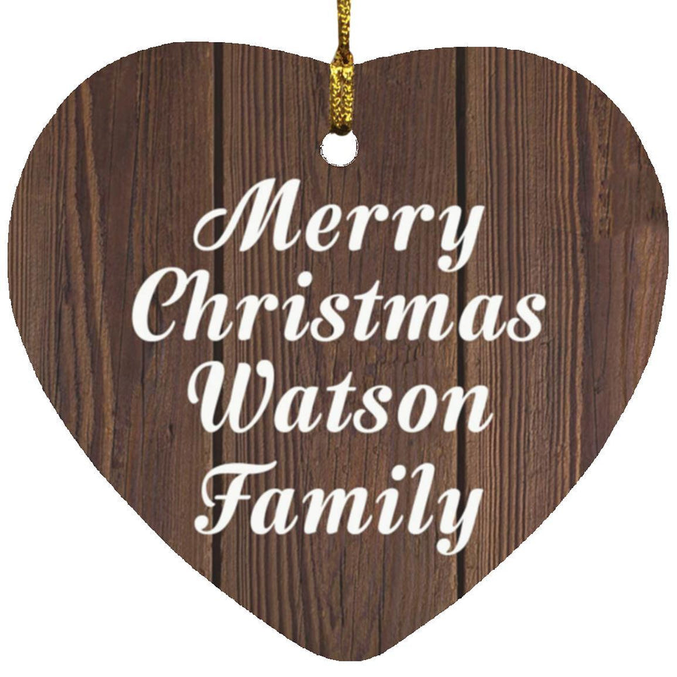 Merry Christmas Watson Family - Heart Ornament D