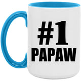 Number One #1 Papaw - 15oz Accent Mug Blue
