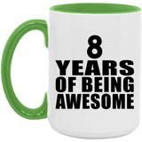 8th Birthday 8 Years Of Being Awesome - 15oz Accent Mug Green