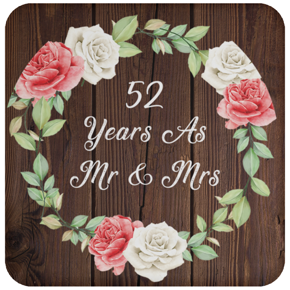 52nd Anniversary 52 Years As Mr & Mrs - Drink Coaster A