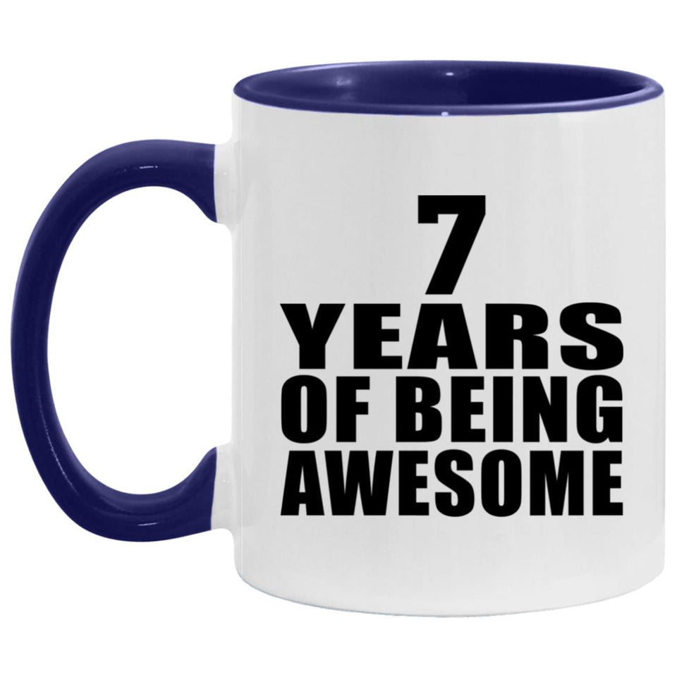 7th Birthday 7 Years Of Awesome - 11oz Accent Mug Purple