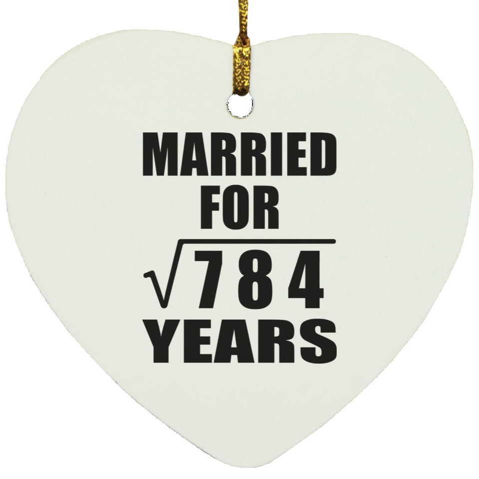 28th Anniversary Married For Square Root of 784 Years - Heart Ornament
