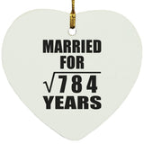 28th Anniversary Married For Square Root of 784 Years - Heart Ornament