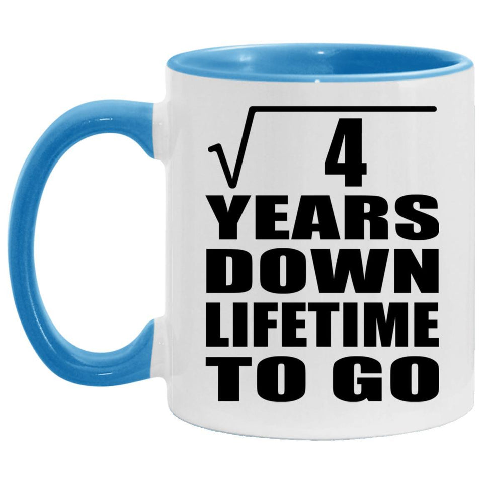 2nd Anniversary Square Root of 4 Years Lifetime To Go - 11oz Accent Mug Blue