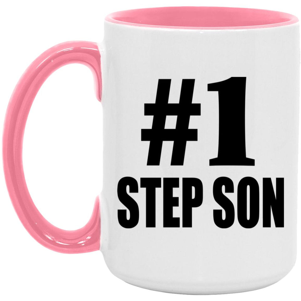 Number One #1 Step Son - 15oz Accent Mug Pink