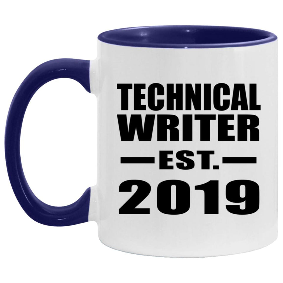 Technical Writer Established EST. 2019 - 11oz Accent Mug Purple