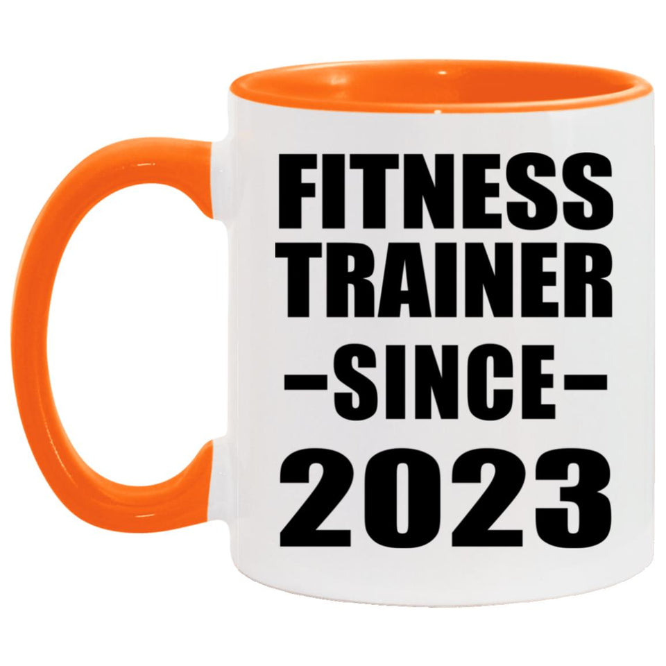 Fitness Trainer Since 2023 - 11oz Accent Mug Orange