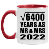 80th Anniversary Square Root of 6400 Years As Mr & Mrs 2022 - 11oz Accent Mug Red