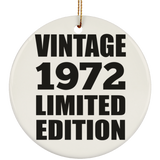 52nd Birthday Vintage 1972 Limited Edition - Circle Ornament