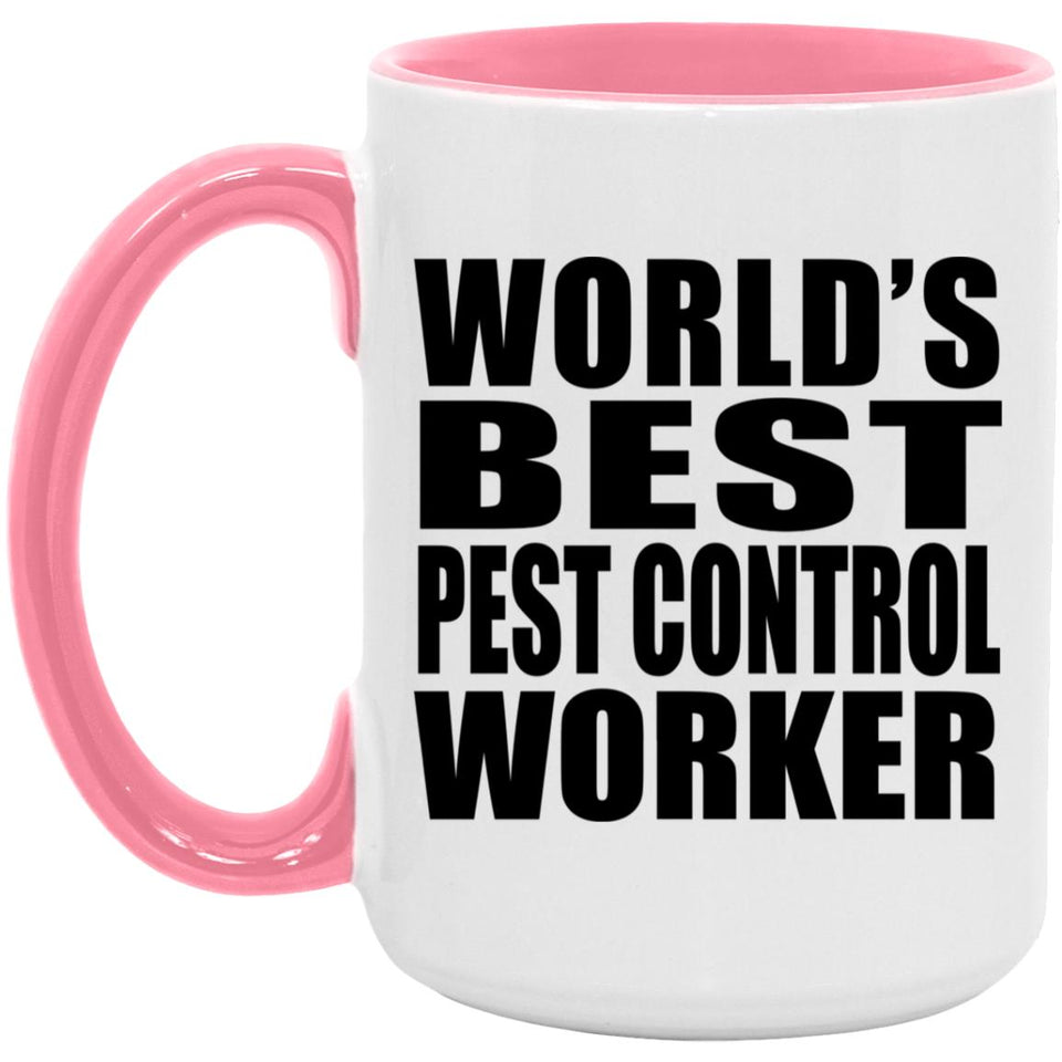 World's Best Pest Control Worker - 15oz Accent Mug Pink