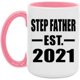 Step Father Established EST. 2021 - 15oz Accent Mug Pink