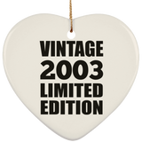 21st Birthday Vintage 2003 Limited Edition - Heart Ornament