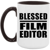 Blessed Film Editor - 15oz Accent Mug Black