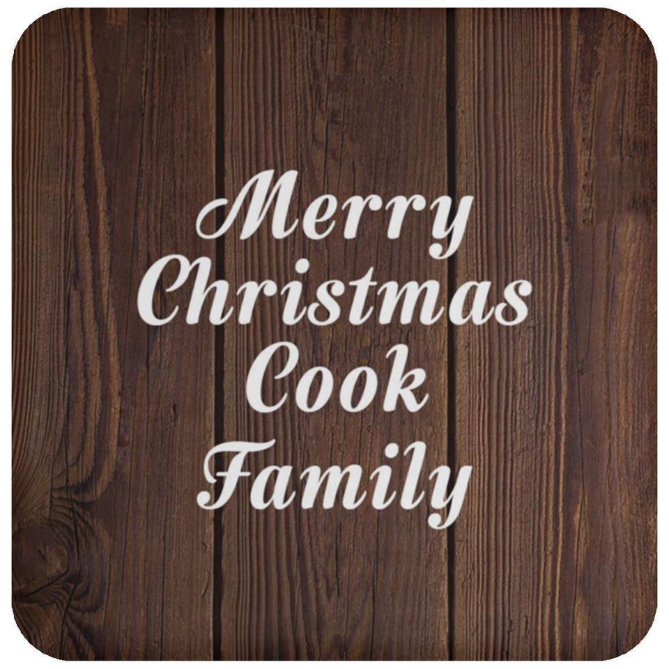 Merry Christmas Cook Family - Drink Coaster D