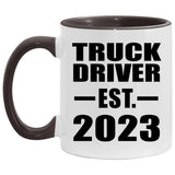Truck Driver Established EST. 2023 - 11oz Accent Mug Black