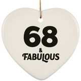 68th Birthday 68 & Fabulous - Heart Ornament