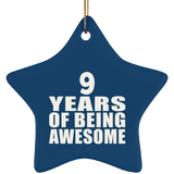 9th Birthday 9 Years Of Being Awesome - Star Ornament