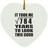 28th Birthday Took Square Root of 784 Years To Look Good - Heart Ornament