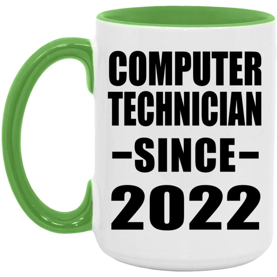 Computer Technician Since 2022 - 15oz Accent Mug Green