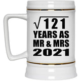 11th Anniversary Square Root of 121 Years As Mr & Mrs 2021 - Beer Stein