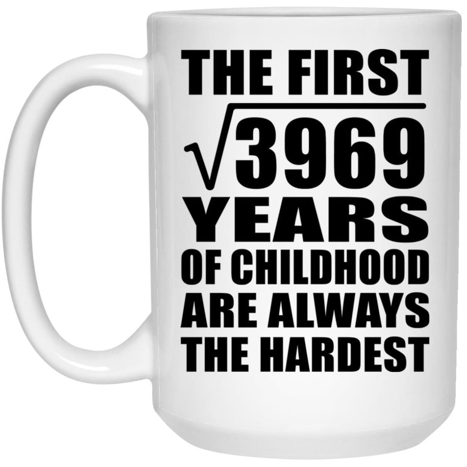 63rd Birthday Square Root of 3969 Years of Childhood - 15oz Coffee Mug