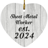 Sheet Metal Worker Established Est. 2024 - Heart Ornament F