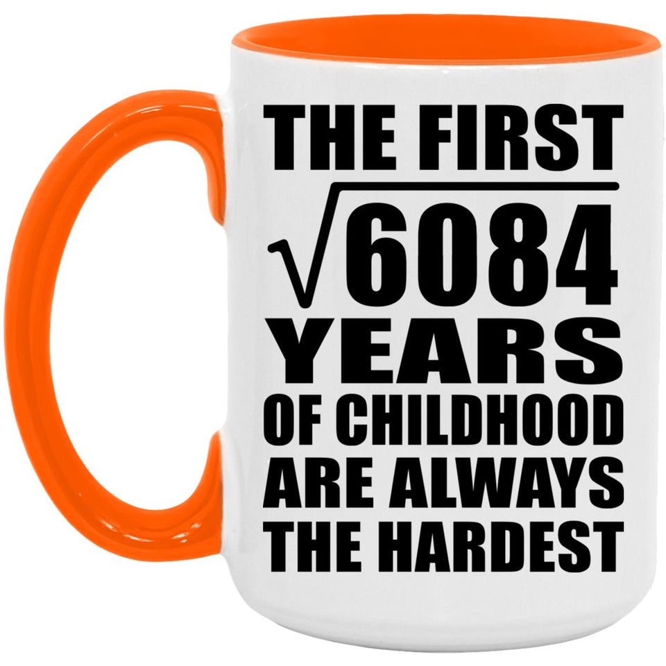 78th Birthday Square Root of 6084 Years of Childhood - 15oz Accent Mug Orange