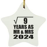 3rd Anniversary Square Root of 9 Years As Mr & Mrs 2024 - Star Ornament