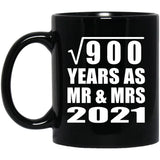 30th Anniversary Square Root of 900 Years As Mr & Mrs 2021 - 11oz Coffee Mug Black