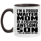 Proud Waiter Mom Of Awesome Son - 11oz Accent Mug Black